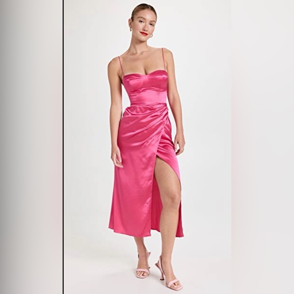 NWT REFORMATION Marguerite Silk Dress Size 18 Color Pink Flambe - Picture 6 of 11